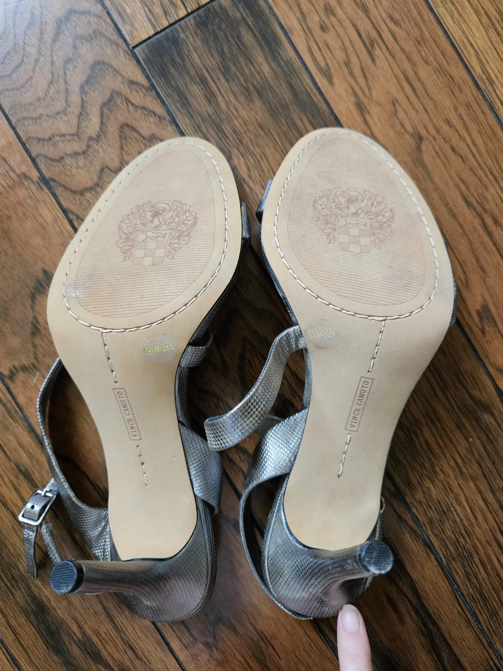 Vince Camuto Metallic Silver Strappy Heeled Sandals